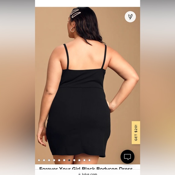 Lulus Black Bodycon Dress, black, size 1X - Picture 4 of 8